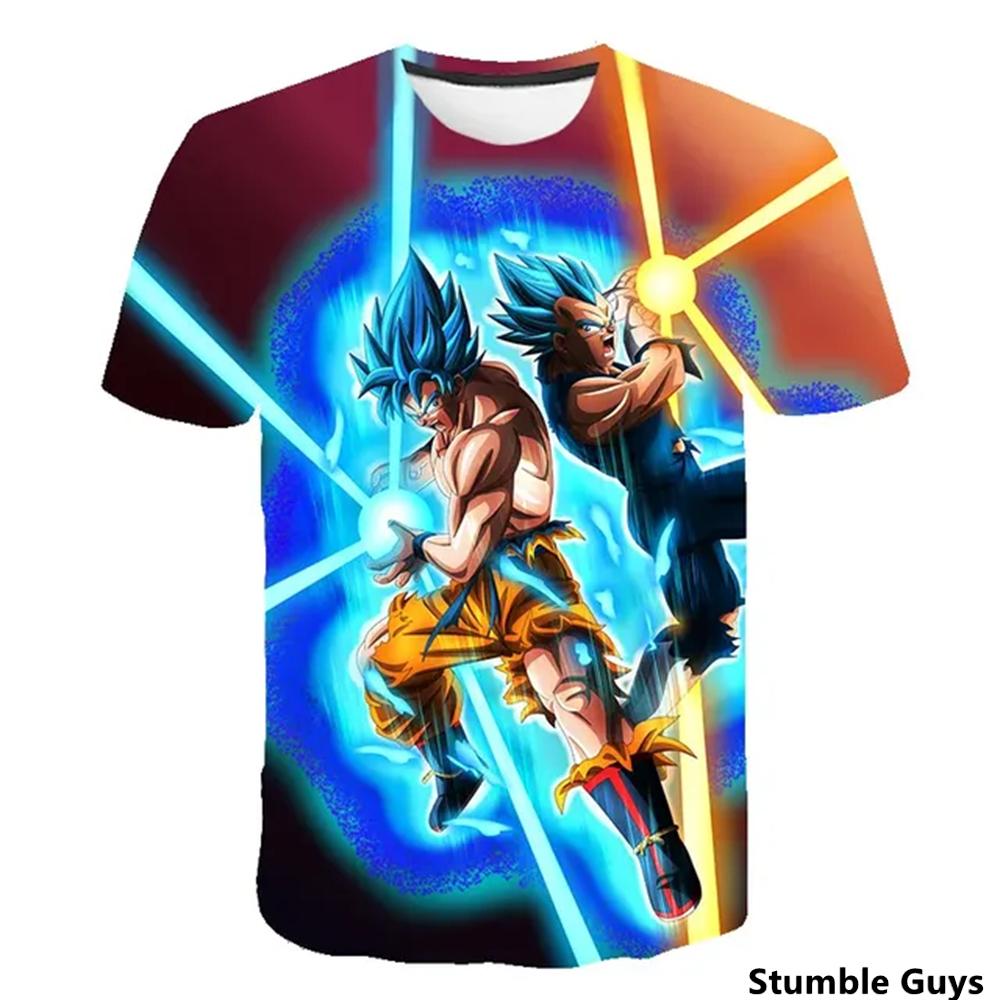 Детская мультяшная аниме-расцветка Dragon Ball принт 3D Укун футболка с коротким рукавом топ футболка детская одежда