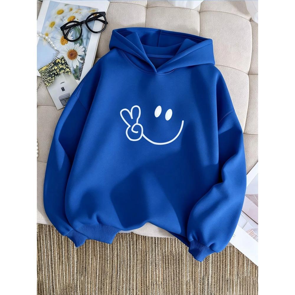 Children's casual hooded sweatshirt - Fun and cute smiling face and logo pattern printed boys'and girls'street turtleneck hoodie