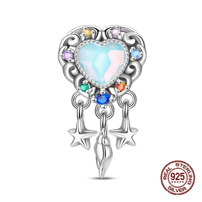 Fashion Copper Feather Colorful Luminous Dreamcatcher Charms Bead Fit Original Bracelets Exquisite Diy Jewelry Gift