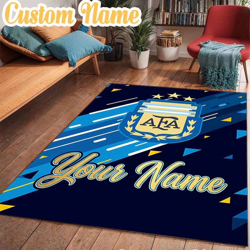 Custom Name Argentina Football Crest Rug Office Rug Chair Mat Non Slip Carpet Rugs for Bedrooms Dining Room Living Room Home Decor gifts