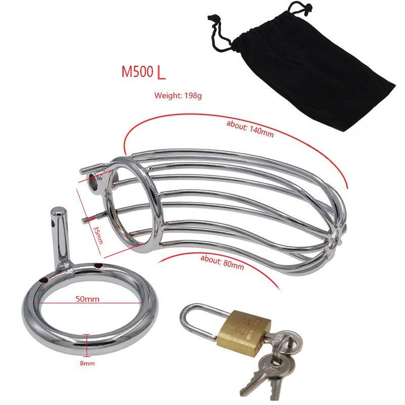 New Men's Chastity Cage Metal Wearable CB Lock Penis Restraint Device Three C-Ring Options Celibacy Adult Sex Toys BDSM Training