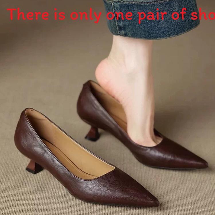Fall Womens Pointed Toe Low Heel Dress Shoes With Pu Material For Office Wear