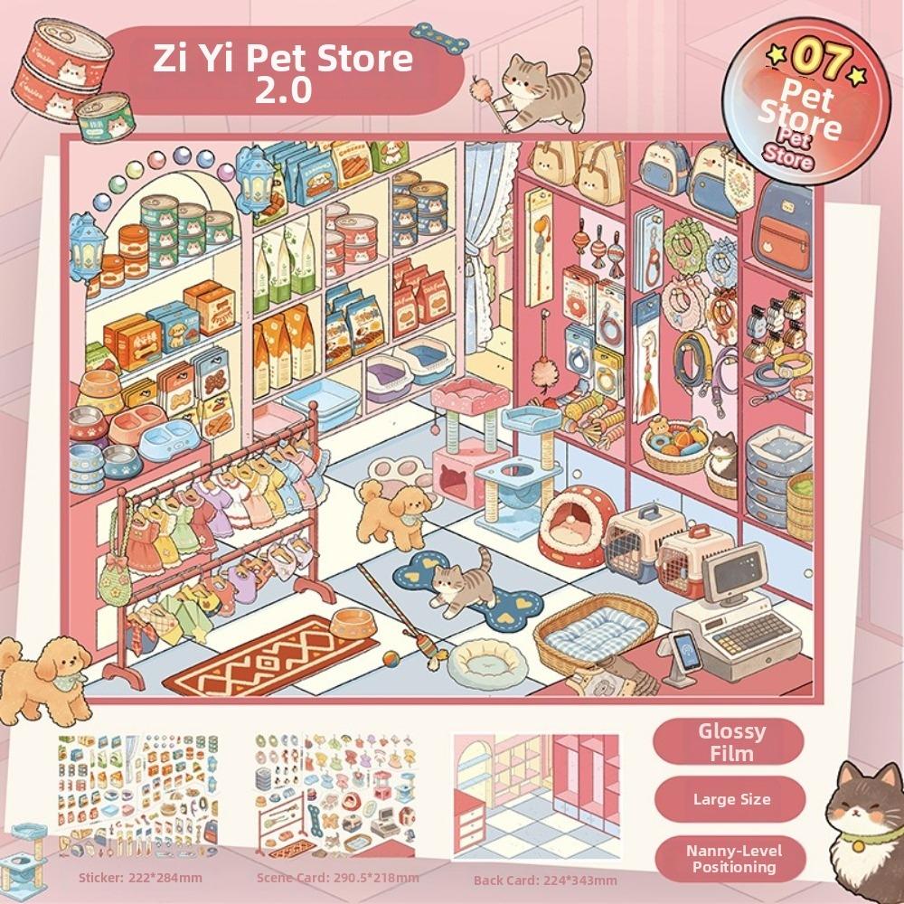 Large Size Miniatures Scene Stickers PET Die Cut Stacking Stickers Children Gifts