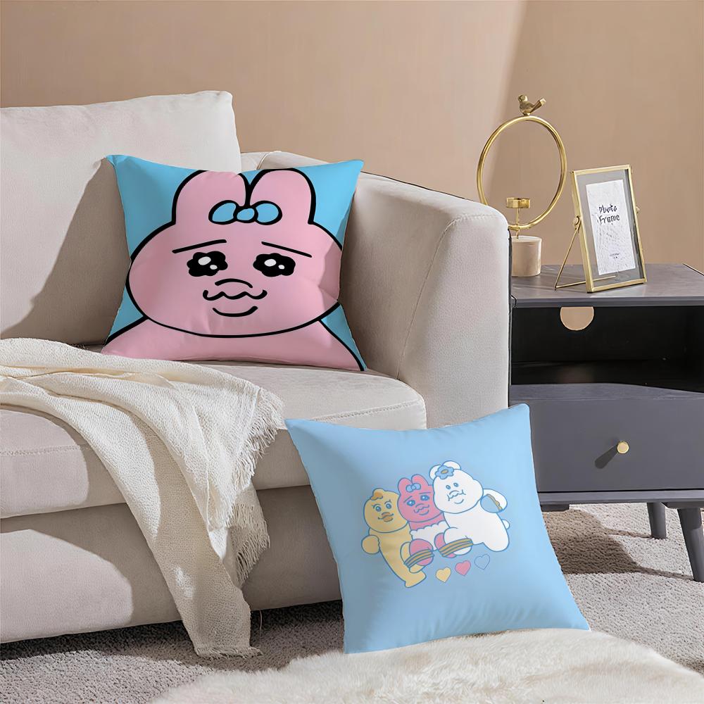 Funny Cute Japanese Character OOpanchu Usagi Cushion Cover Pillowcase Short Plush Invisible zipper Room Sofa Cushion Cover
