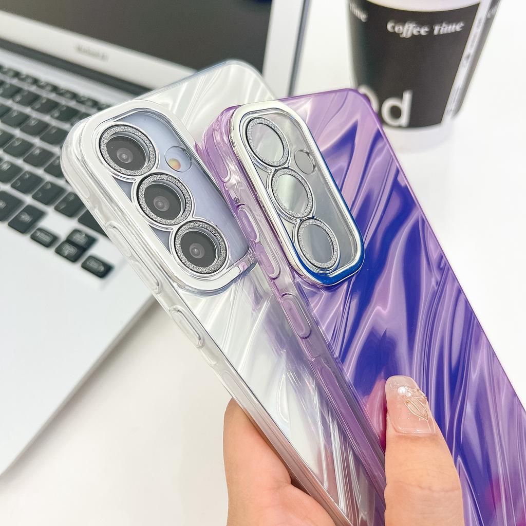 Для Samsung Galaxy S24 Чехол Дизайн IMD Противоударный PC+TPU Чехол для телефона со стеклянной пленкой для объектива