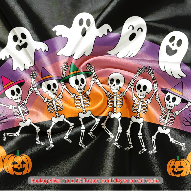 Home Pumpkins Ghosts Halloween Party Backdrop, Spooky Polyester Banner for Wall Decor & Photo Booth