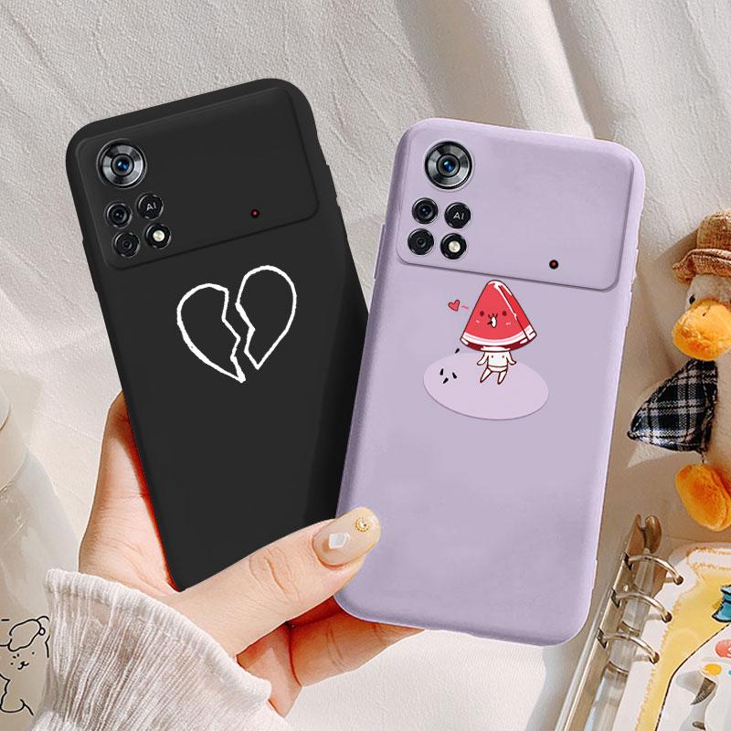 For POCO X4 Pro 5G NFC Case Watermelon Cute Fruit Love Heart Butterfly Women Dog Flower Silicone For Poco X4pro 5 G Phone Cover
