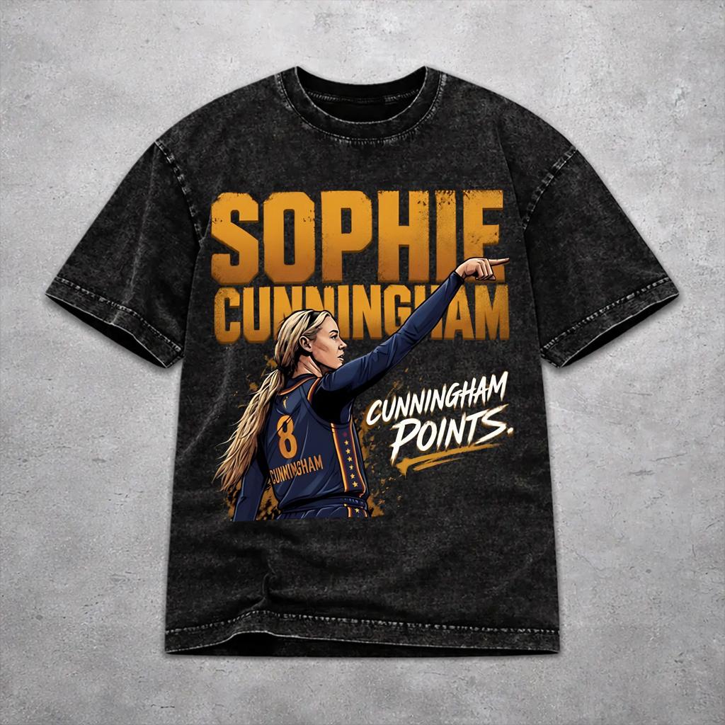 Футболка Sophie Cunningham Point Washed Винтажная уличная одежда для мужчин женщин Оверсайз Футболки 100% хлопок