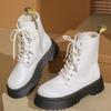 Модные Новые Минималистичные Боевые Женские Ботинки На Шнуровке Массивный Каблук Платформа Женские Ботинки Британский Стиль Толстая Подошва Увеличение Роста Повседневные Ботинки