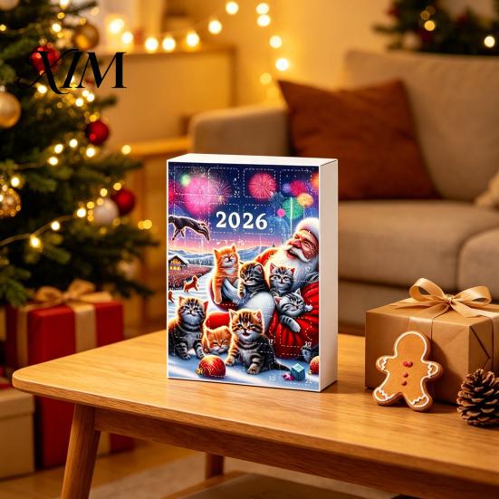Holiday Gift Box for Christmas 2026 Cat Advent Calendar, 24 Days Countdown Calendar with Unique Xmas Owners 2D Acrylic Cute Ornaments Tree Home Decor