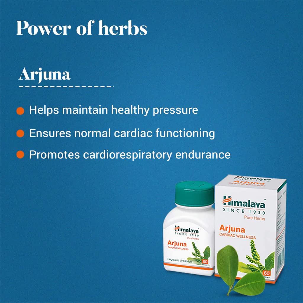 Himalaya Arjuna Heart Health Tablets 60 Count 250 mg Natural Herbal Supplement for Cardiovascular Support and Blood Flow