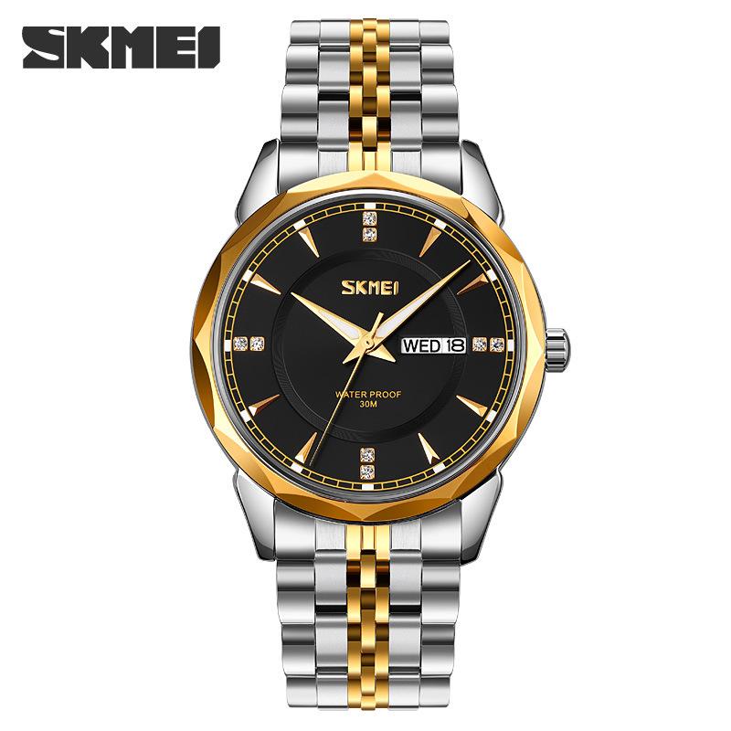 Skmei Fashion Trend Men Watch Waterproof Stainless Steel Calendar Quartz Watch Business Clock Gift Watches for Man