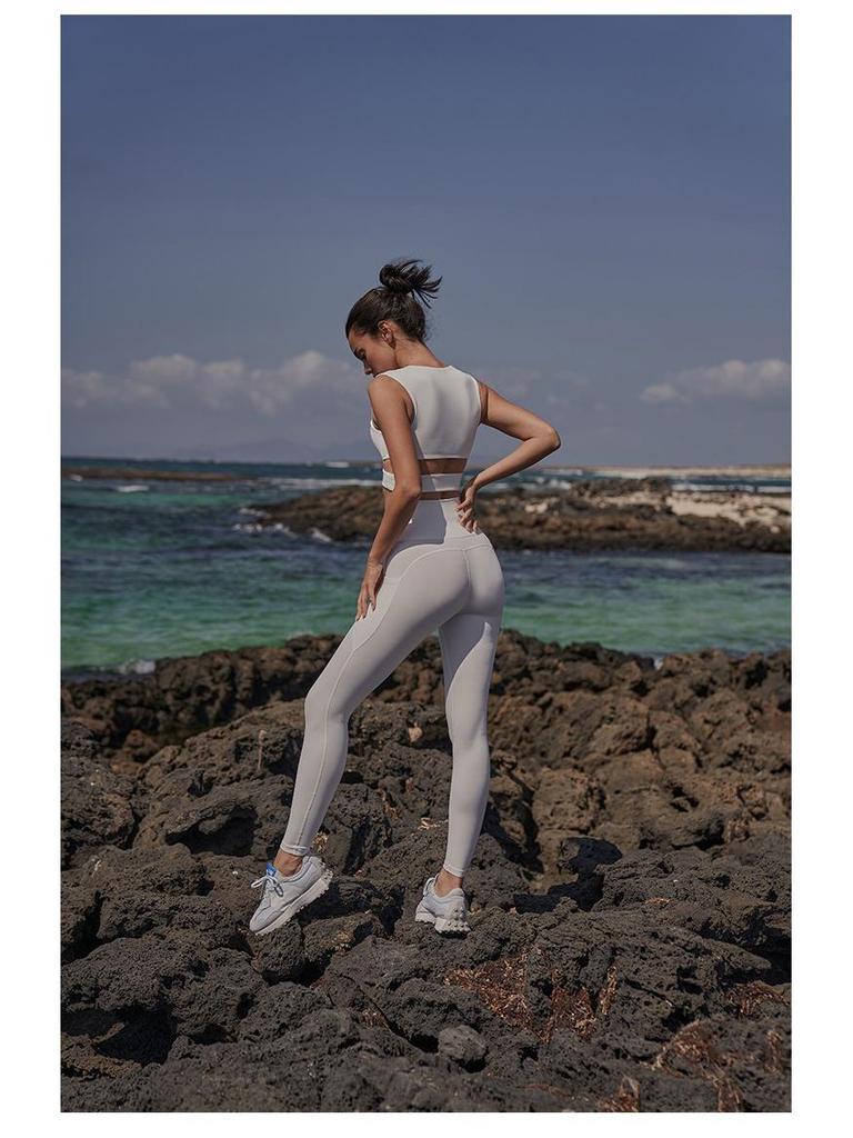 Женский комплект одежды для йоги и пилатеса Cross-Border: Штаны для йоги с высокой талией и мягкий спортивный бюстгальтер.