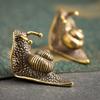 Vintage Pure Copper Brass Snail Ornament, Mini Snail Figurine, Tea Pet Tea Ceremony Collection Decoration, Miniatures Desktop
