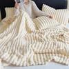 Пушистый плед Уютный плюшевый Однотонный Пушистый Толстый Полосатый Плед-пузырь Теплый Плед для дивана