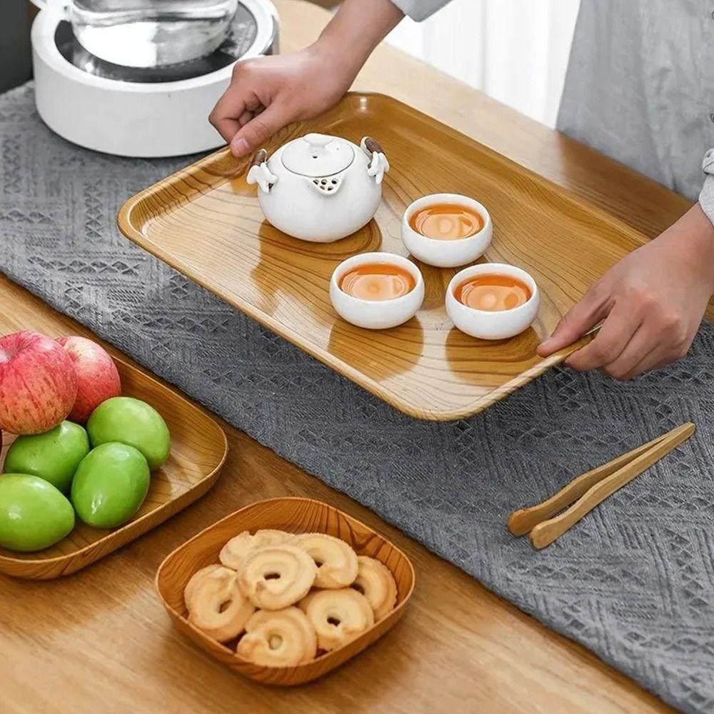 7 шт./набор тарелок для закусок с имитацией текстуры дерева, квадратный поднос 14 см, новое простое блюдо для чайной церемонии