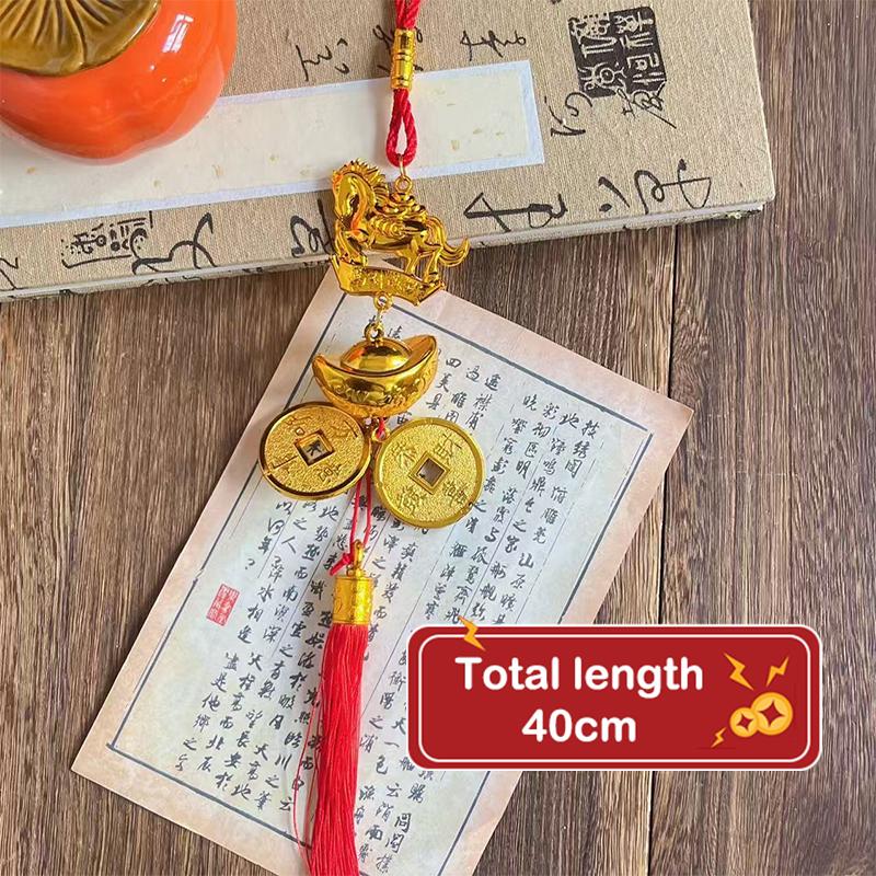 2026 Year Of The Horse Wall Hanging Car Ornament Chinese  Year Red Gold Pendant Lucky Decoration Housewarming Gifts