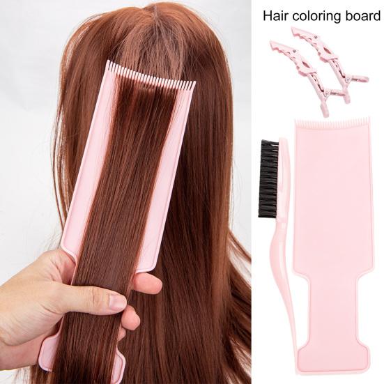 4Pcs/Set Hair Coloring Board with Clips Long Handle Brush Styling Tools Long Hair Dyeing Highlighting Board Kit Hair Salon Supplies
