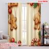2pcs,2D Plane Printing Creative Curtains Christmas Cookies Border Festive Treats (2) Polyester Woven (without Rod) Decorations