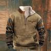 Men S Stand Collar Fleece Lined 3d Printed Long Sleeve Loose Pullover Sweatshirt