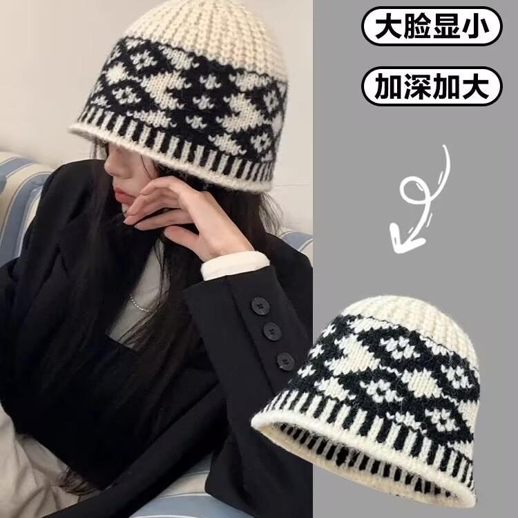 Autumn and winter wool stacking hat big head circumference versatile casual cold hat warm hat couple ear protection knitted hat flat top