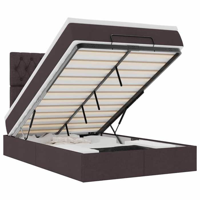 Maison Exclusive - Cadre de lit ottoman avec matelas marron foncé 120x190 cm tissu