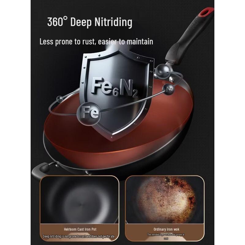 COOKER KING 32cm No-Coating Cast Iron Wok