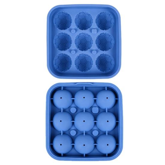 9-Compartment Covered Silicone Ice Cube Mold Dust-Proof Draining Design Ice Maker