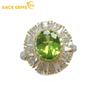 Ring for Women 925 Sterling Silver Sparkling Luxury 7*9mm Natural Peridot Bridal Wedding Party Fine Jewelry Gift