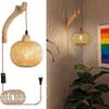Lantern Wall Sconce Wood Rattan E27 Chandelier Room Decor Lamp Shade Wall Sconce Home Lighting Handmade Woven Lighting Fixture