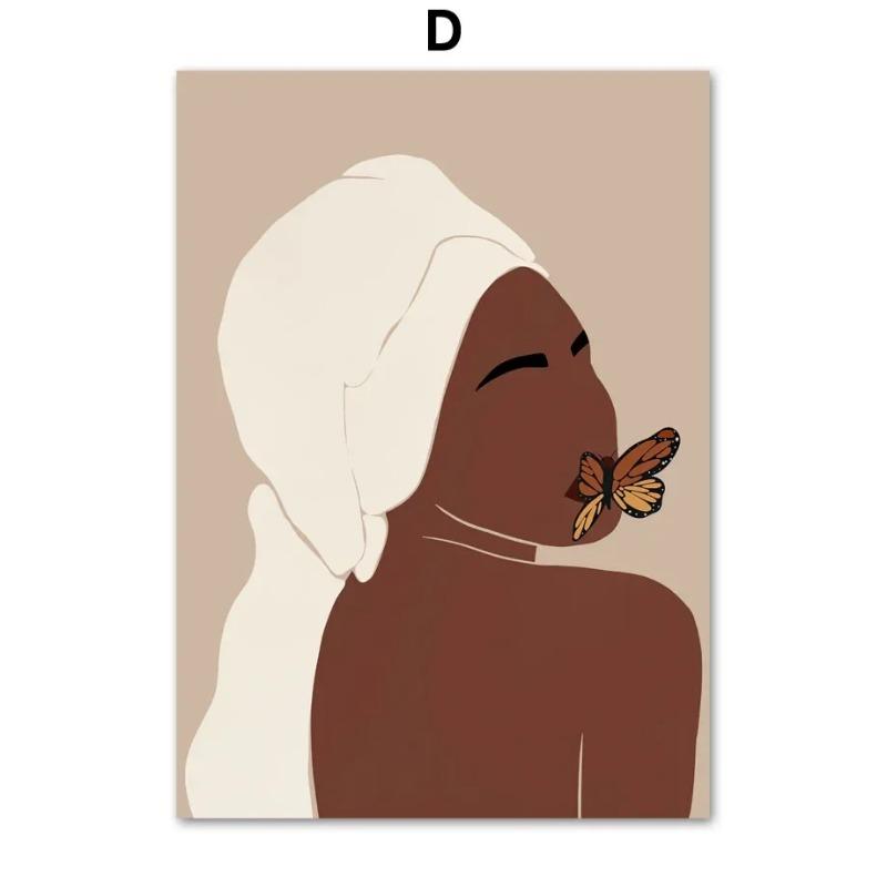 Элегантная черная девушка подсолнечник холст искусство абстрактный настенный декор для гостиной спальни HD печать плакат с растением шляпа юбка Desi