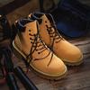 Leather Martin Boots Men And Women Couple Boots Retro British Style Kick Not Rotten Thick-Soled Big Yellow Boots