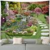 Natural Flower Plant Waterfall Scenery Modern Garden Wall Hanging Home Living Room Decoration Spring Park Landscape Tapestry