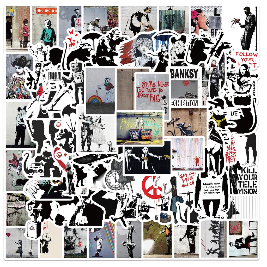 10/50pcs Banksy Stickers banksy art graffiti Stickers for DIY Luggage Laptop Skateboard Motorcycle Bicycle Sticker
