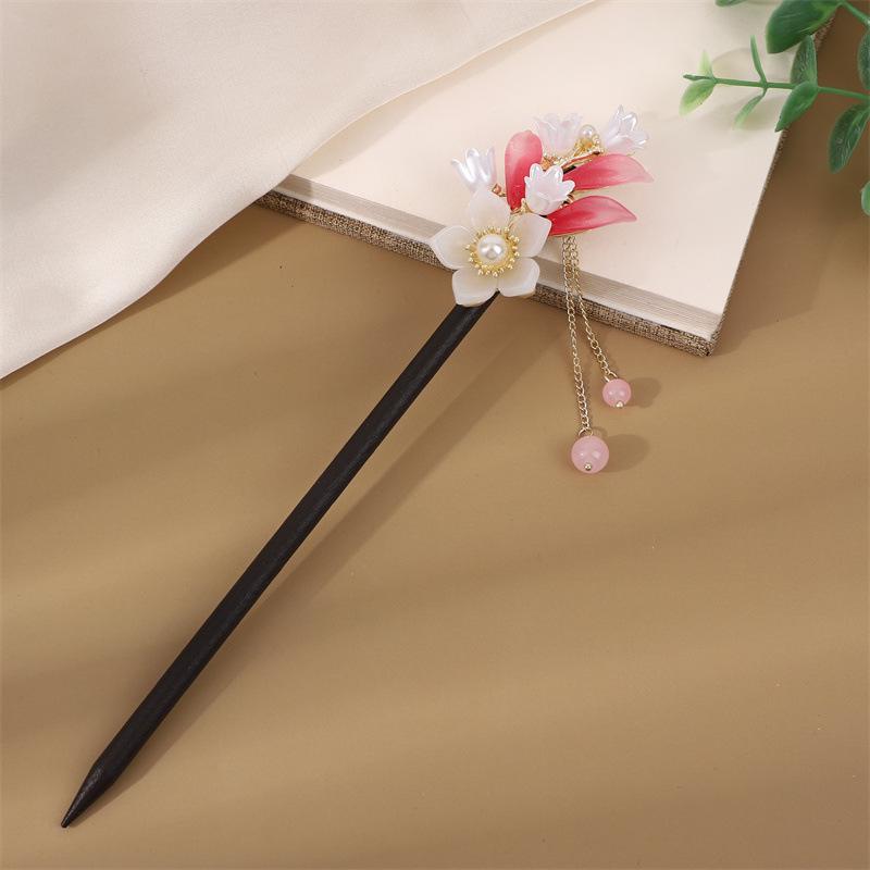 Ancient Style Tassel Hairpin - Imitation Ebony Wood, Hanfu Accessories, Chinese Jewelry for Women