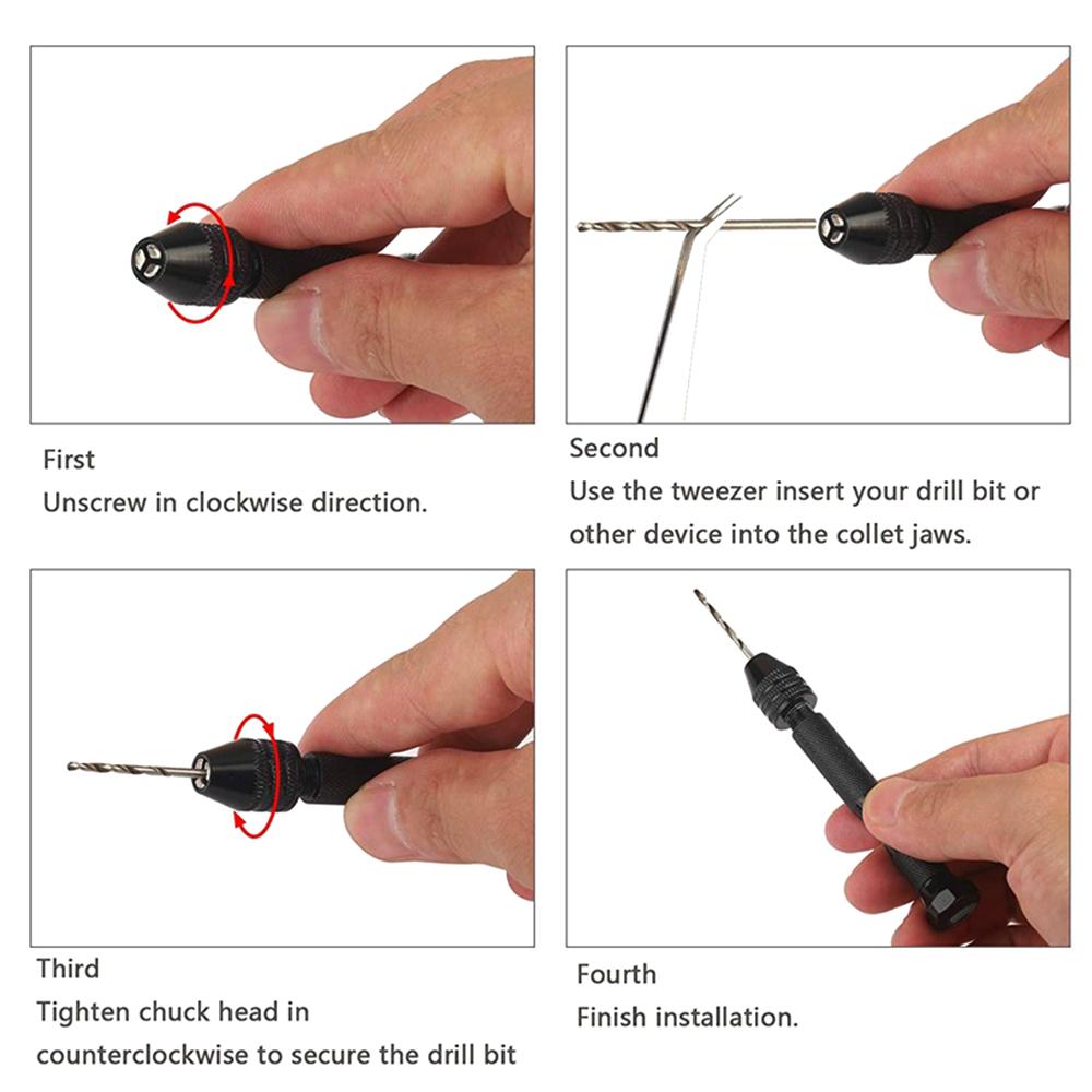 25PCS 0.3-3.4mm Hand Drill Set Mini Aluminum Hand Drill Bit Jewelry Craft Manual Drill Woodworking Tools Drill Bit Wood Plastic
