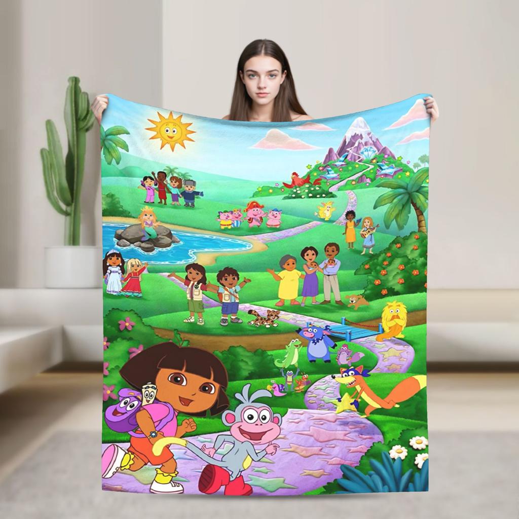 Doras The Explorer Blankets Soft Warm Street Trend Plush Throw Blanket For Couch Bed Picnic Flannel Bedspread Bed Cover