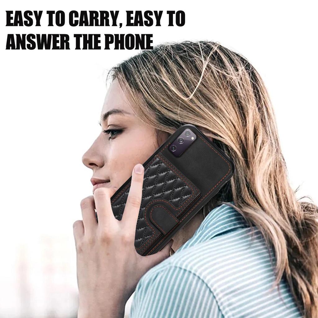 For Samsung Galaxy S20 4G/5G Card Holder Phone Case TPU+PU Leather Kickstand Phone Cover