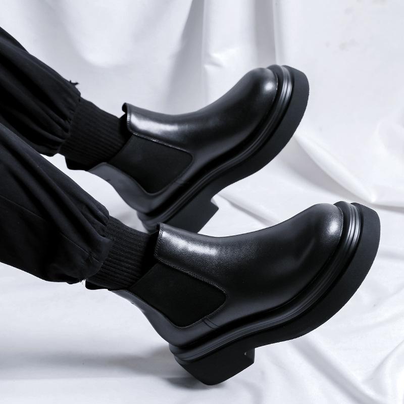 Дымчатые ботинки Мужские 2024 Осень и Зима Новые Ботинки Мартин на платформе Челси Академические Короткие ботинки 5016-R