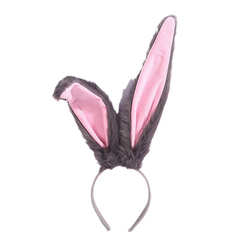 1PC Cosplay Rabbit Police Officer Rabbit Ear Headband Cute Headband Accessories Dress Up Plush Headband Hair Clip