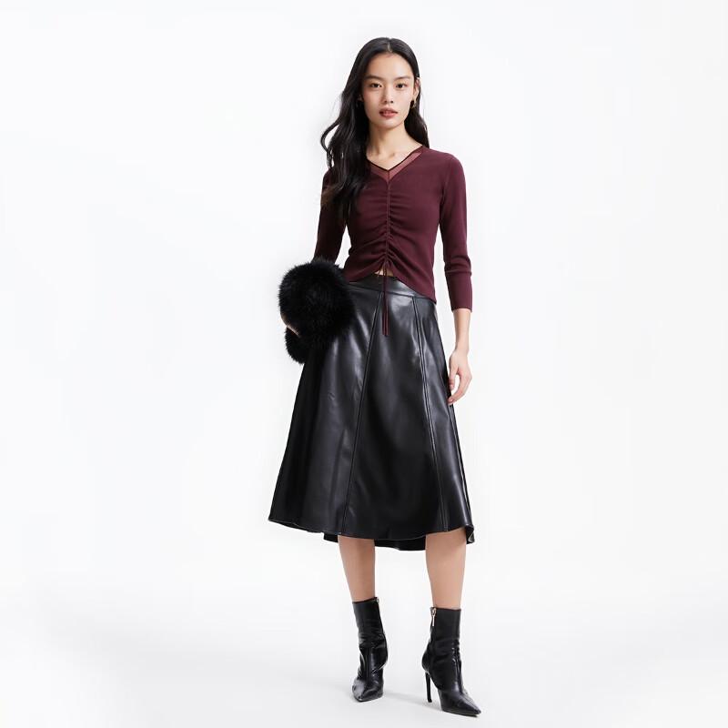 VEROMODA Women's Slim Knit Top with Mesh & Drawstring