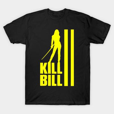 Мужская черная футболка с принтом Kill Bill, без выреза, термотрансферная печать, хлопковая футболка