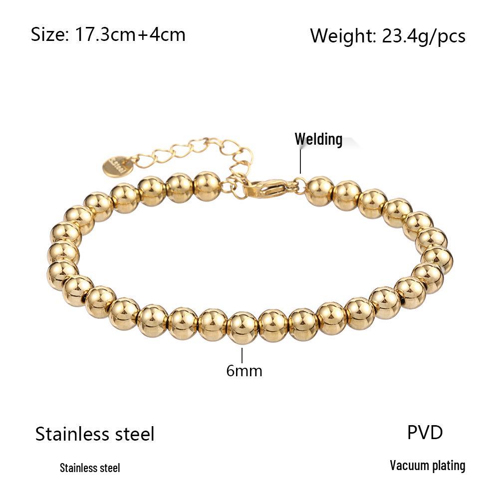 Европейский и американский минималистичный золотой браслет из нержавеющей стали с бусинами, эластичный для женщин