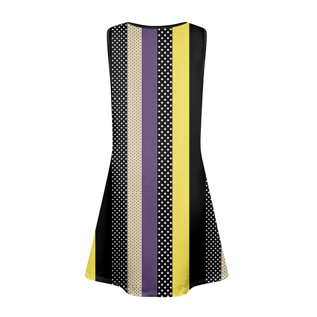 Summer Dresses For Women Beach Boho Sleeveless Vintage Printing Flowy Pocket Tshirt Tank Sundresses