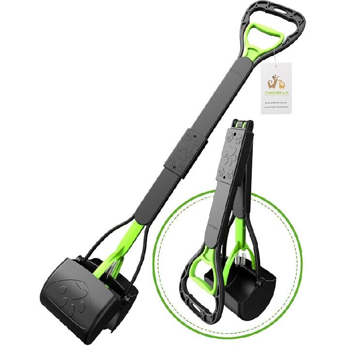 TIMINGILA Pooper Scooper 28" Long Handle Portable Pet Poop Scooper for Large and Small Dogs,High Strength Material and Durable Spring,Great for