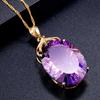 Cross-border Wish European and American Ladies Fashion Luxury Amethyst Pendant Necklace Amethyst Gemstone Necklace Jewelry Wholesale