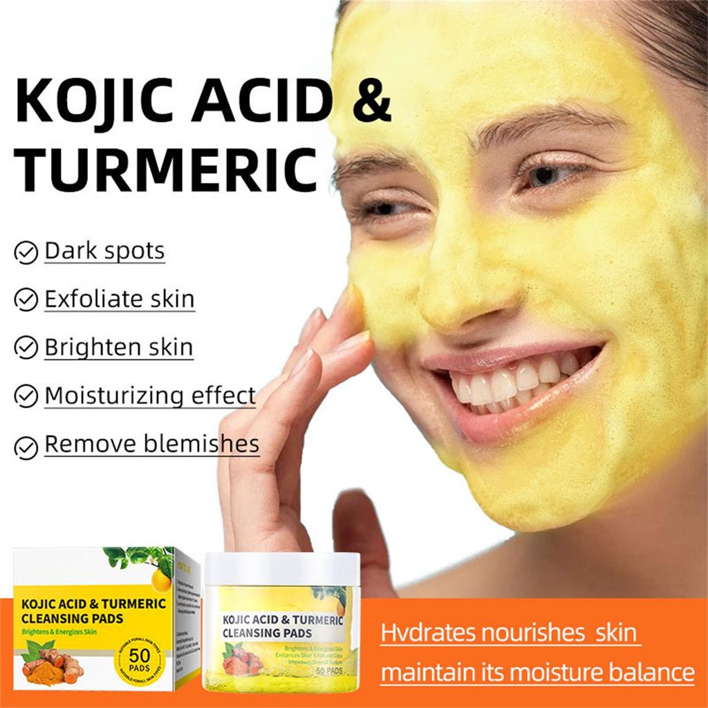 TurmericCleansing Pads, KojicAcid And TurmericCleansing Pads Helps Balance Skin Oil And Water, Remove The Excess Epidermis 50ml