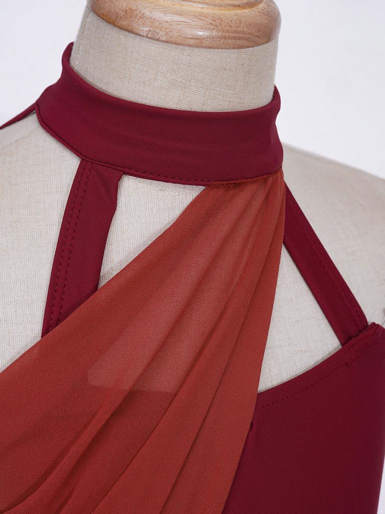 Детское гимнастическое танцевальное платье без рукавов для девочек, шифоновый лиф с рюшами, купальник, танцевальная одежда, костюм