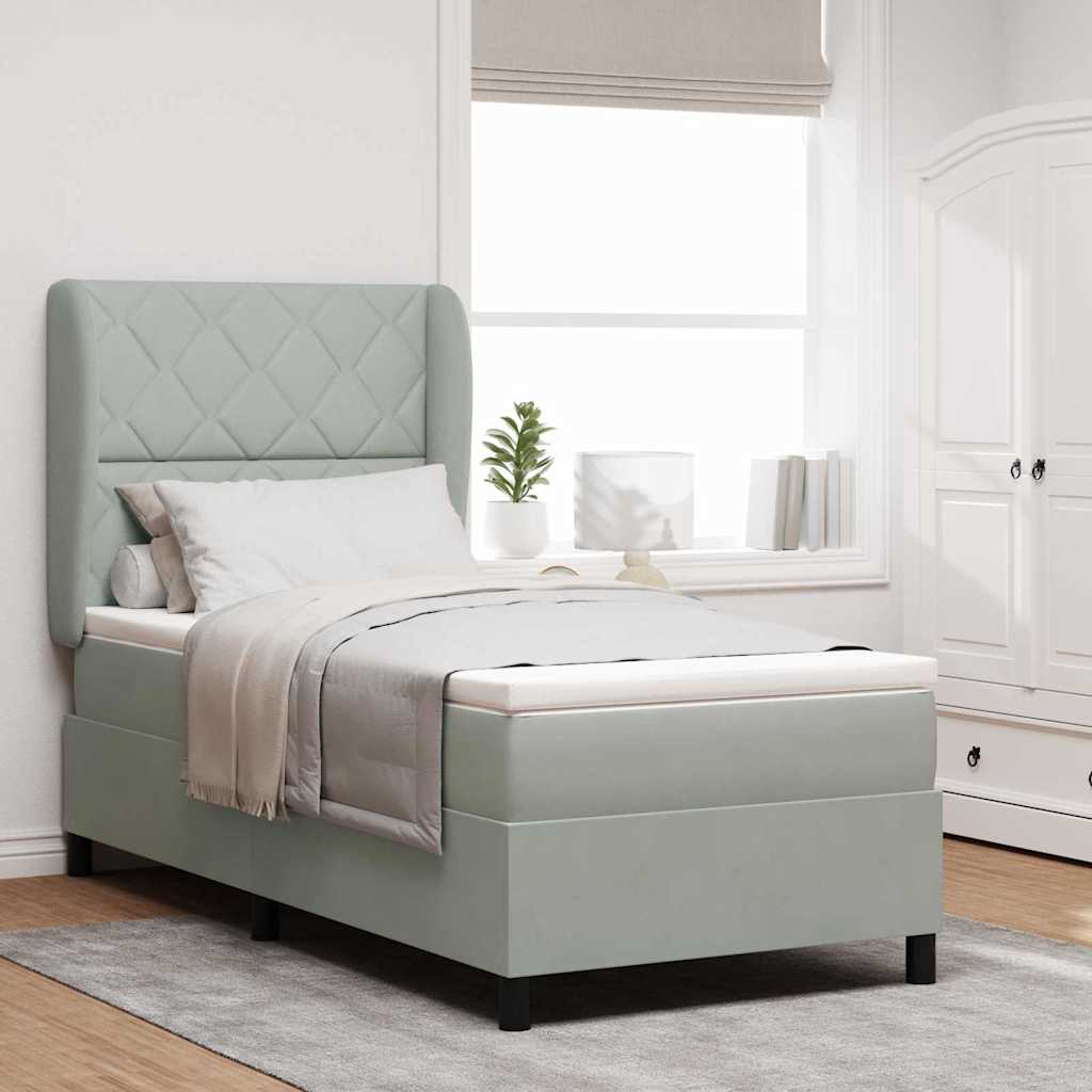 Boxspring Bed with Headboard Light Gray 200 x 100 cm Velvet