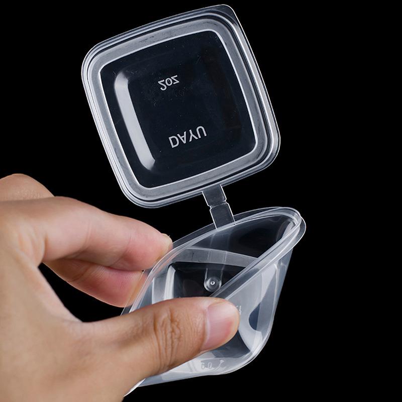 50Pcs/Pack Square Sauce Cup With Cover Clear Mini Plastic Dipping Sauce Cups
